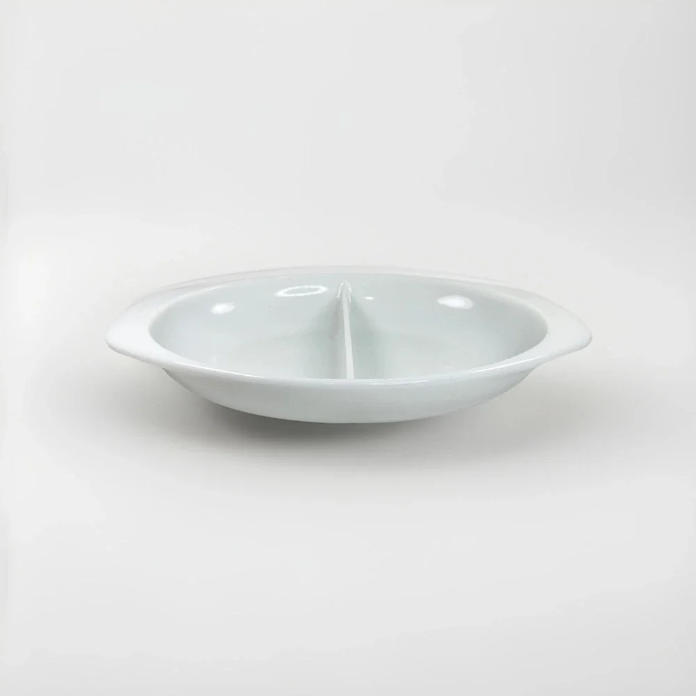 Vintage Pyrex Opal White #1083 Divided Serving Baking Dish 1.5 Quart USA No Lid